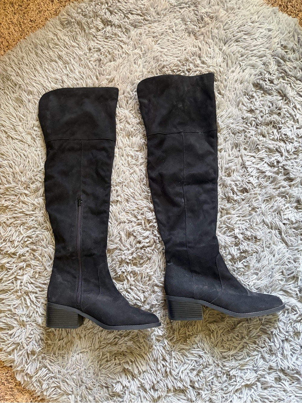 Express Black Over-the-Knee Block Heel Boots 9